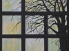 Tree in Window mixed media art by Cathy Martin