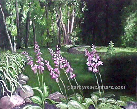 Hosta in Oil painting by Cathy Martin