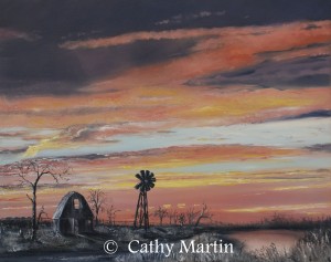 Windmill painting by Cathy Martin