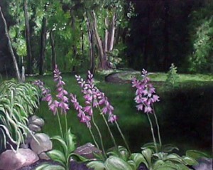 Oil Painting of Hostas by Cathy Martin